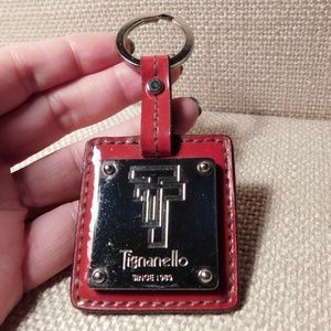 Tignanello Red Leather + Silver Metal Keychain